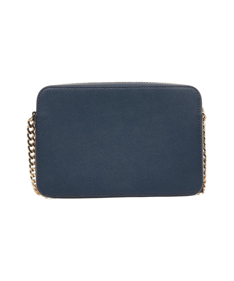 Michael Kors Navy 'jet Set' Leather Shoulder Bag In Black