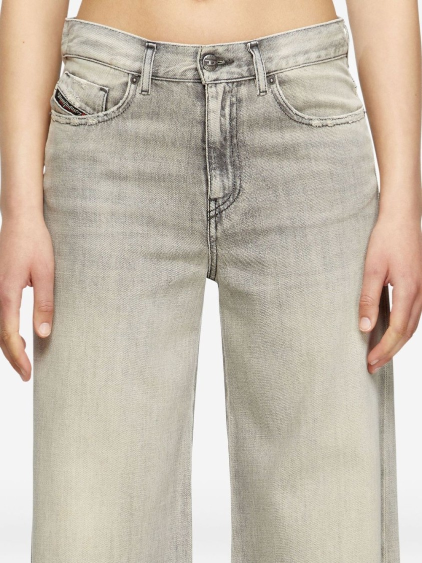 Diesel High-waisted Wide-leg Jeans With Faded Finish In Gray