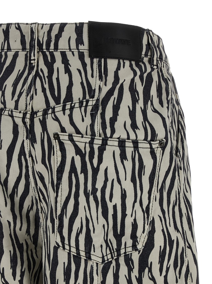 Rotate Birger Christensen 'printed Twill Cargo' Pants In Gray