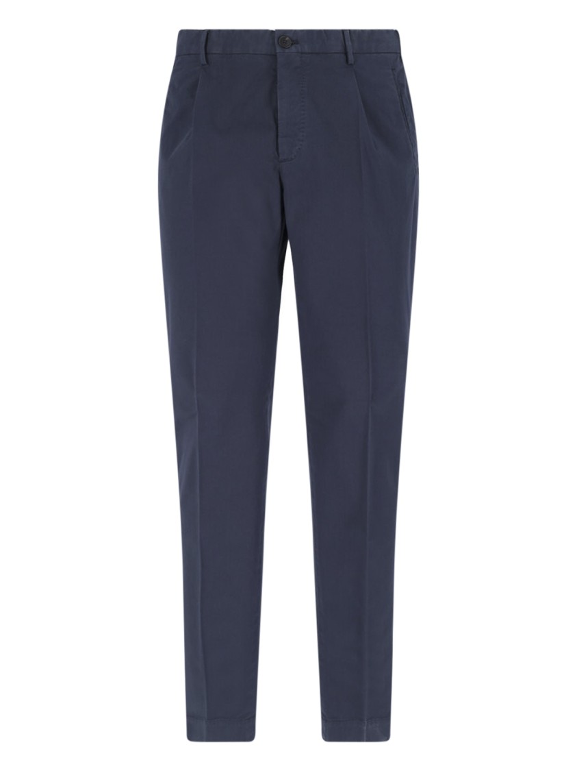 Incotex Straight Trousers With Pleated Front And Pockets In Blue