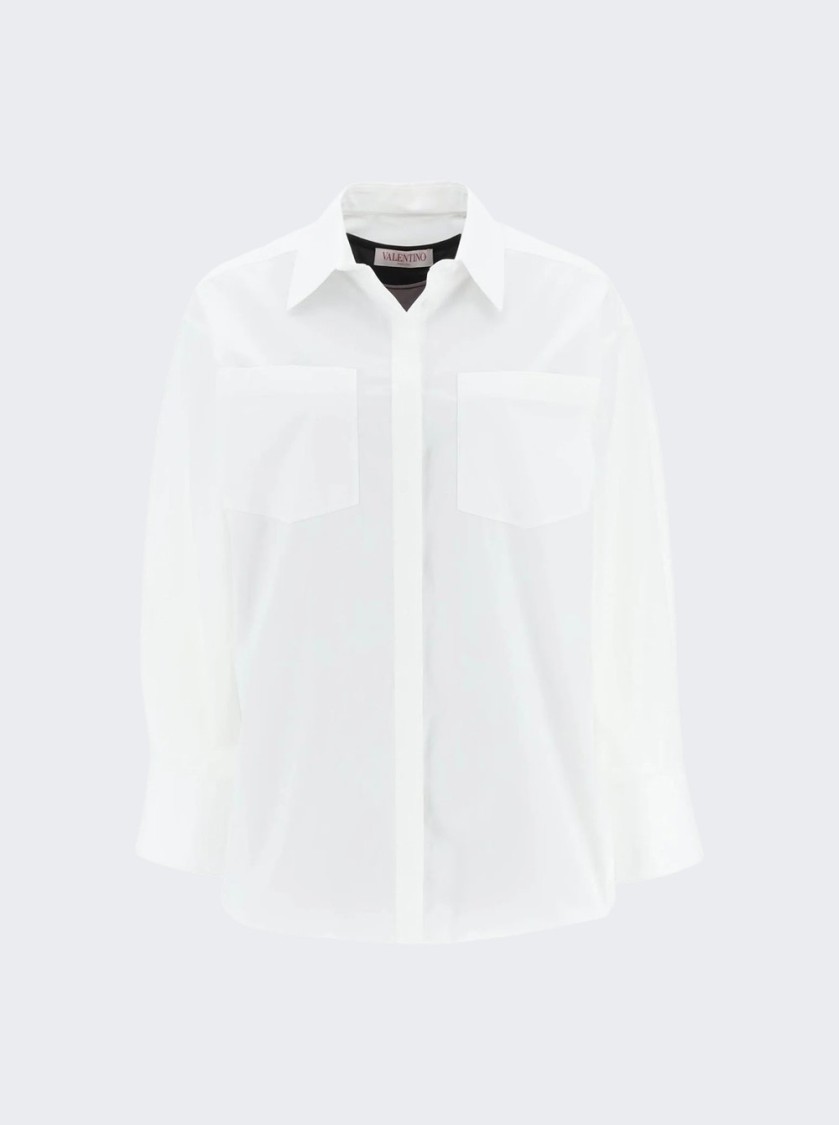 Valentino White Long-sleeve Cotton Shirt Minidress
