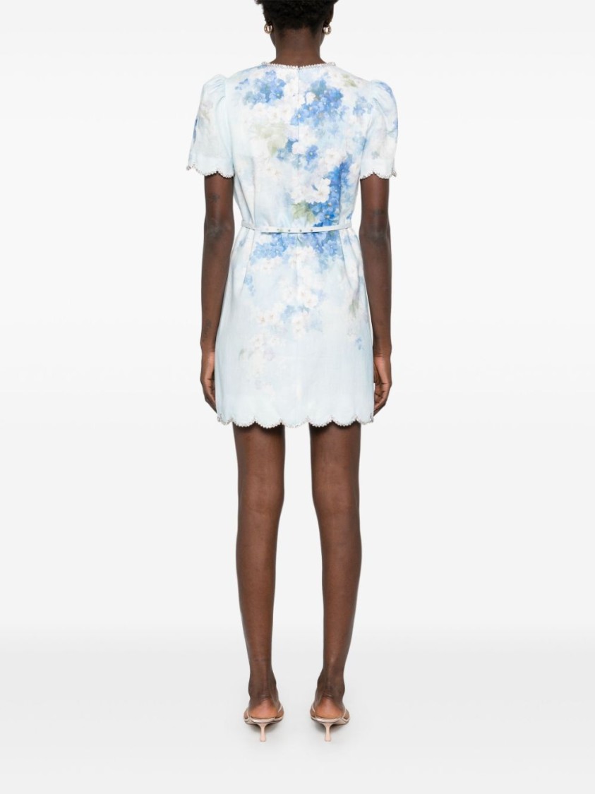 Shop Zimmermann Blue Floral Print Mini Dress