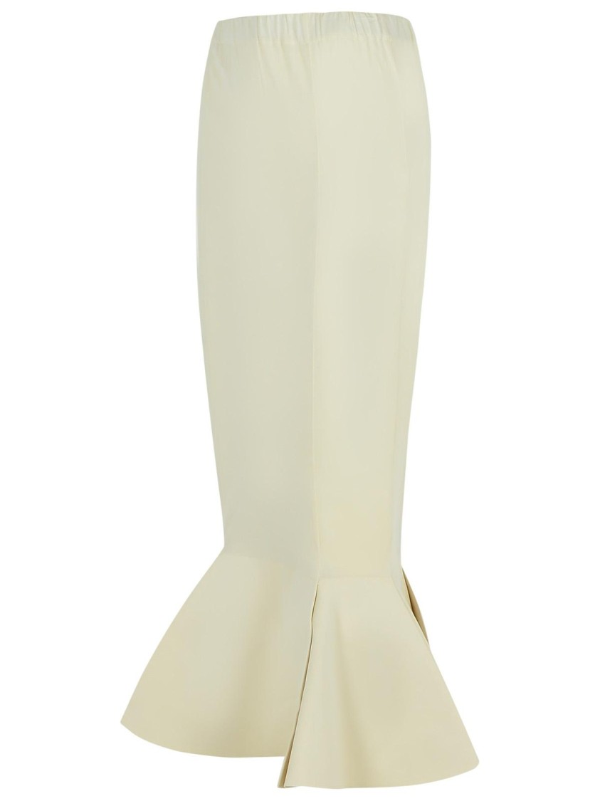 Marni Cotton Skirt With Elastic Waistband And Flared Hem In Neutral