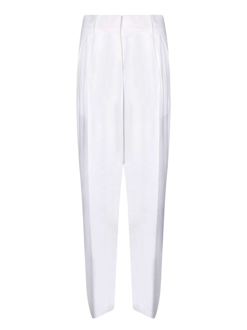 BLANCA VITA BLANCA VITA TAILORED WHITE TROUSERS WITH CLASSIC LAPELS 