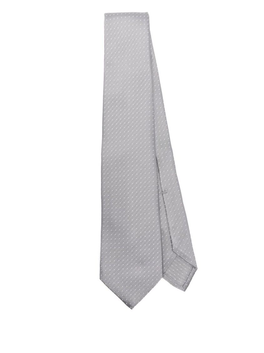 Barba Napoli Barba Light Grey Tie With Subtle Dotted Pattern In Gray