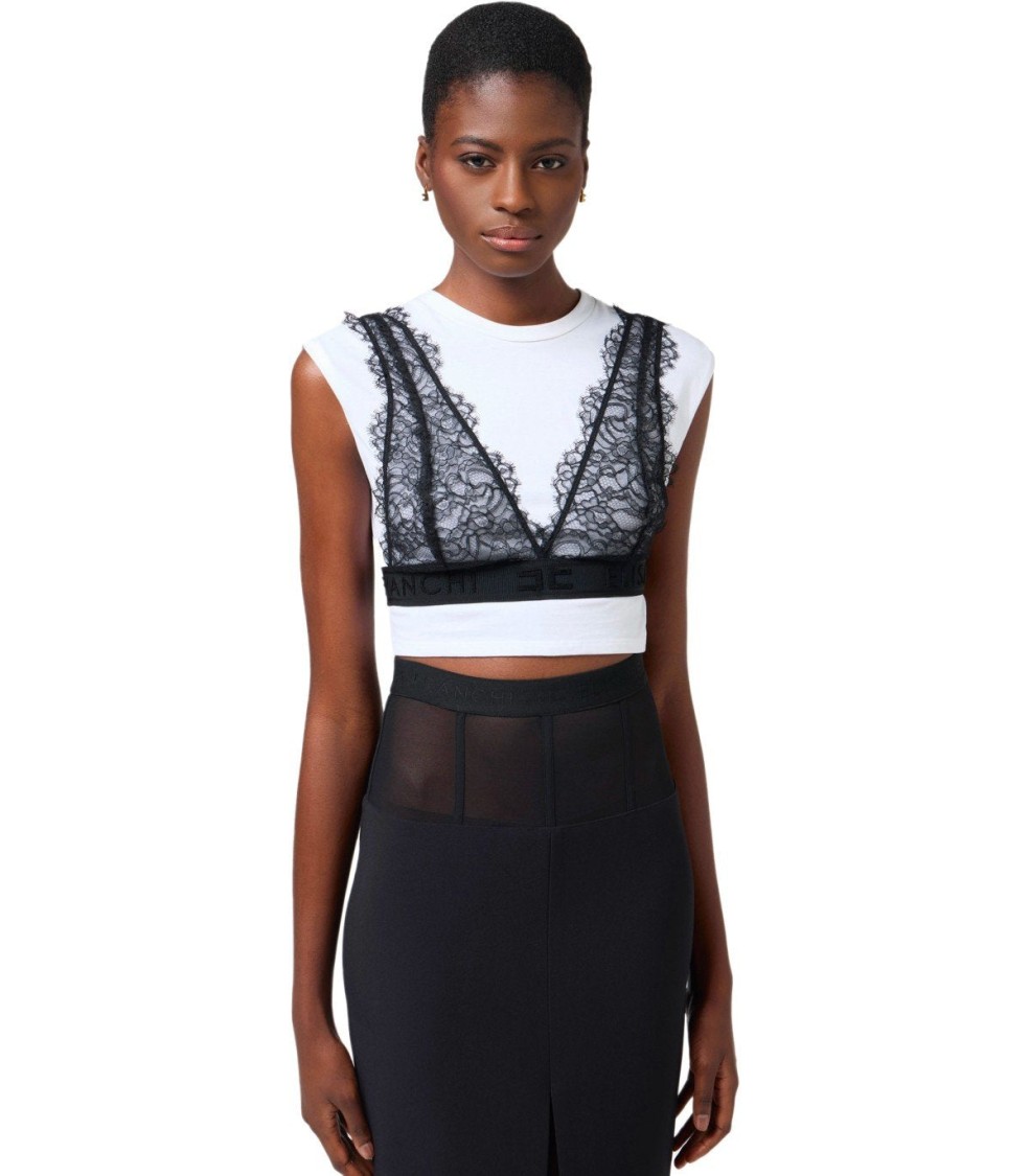 Elisabetta Franchi Blackwhite Bralette T-shirt