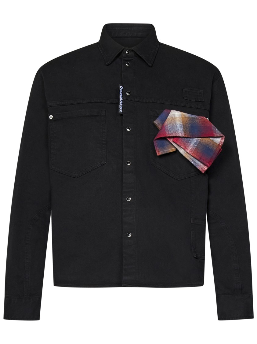 Dsquared2 Carpenter Shirt In Black Cotton Denim In Brown