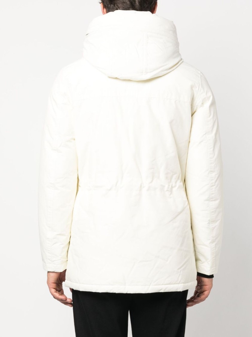 Woolrich Feather Down Hooded Coat In White