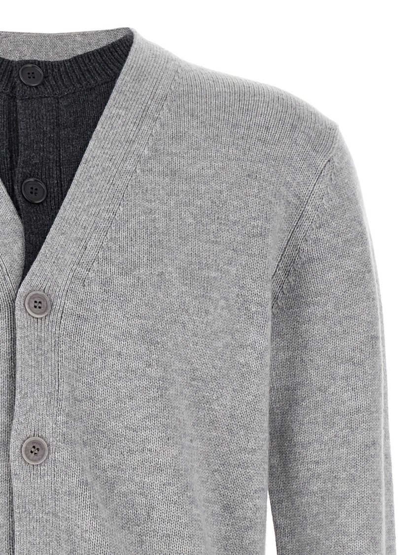Jw Anderson Contrast Layered Cardigan In Gray