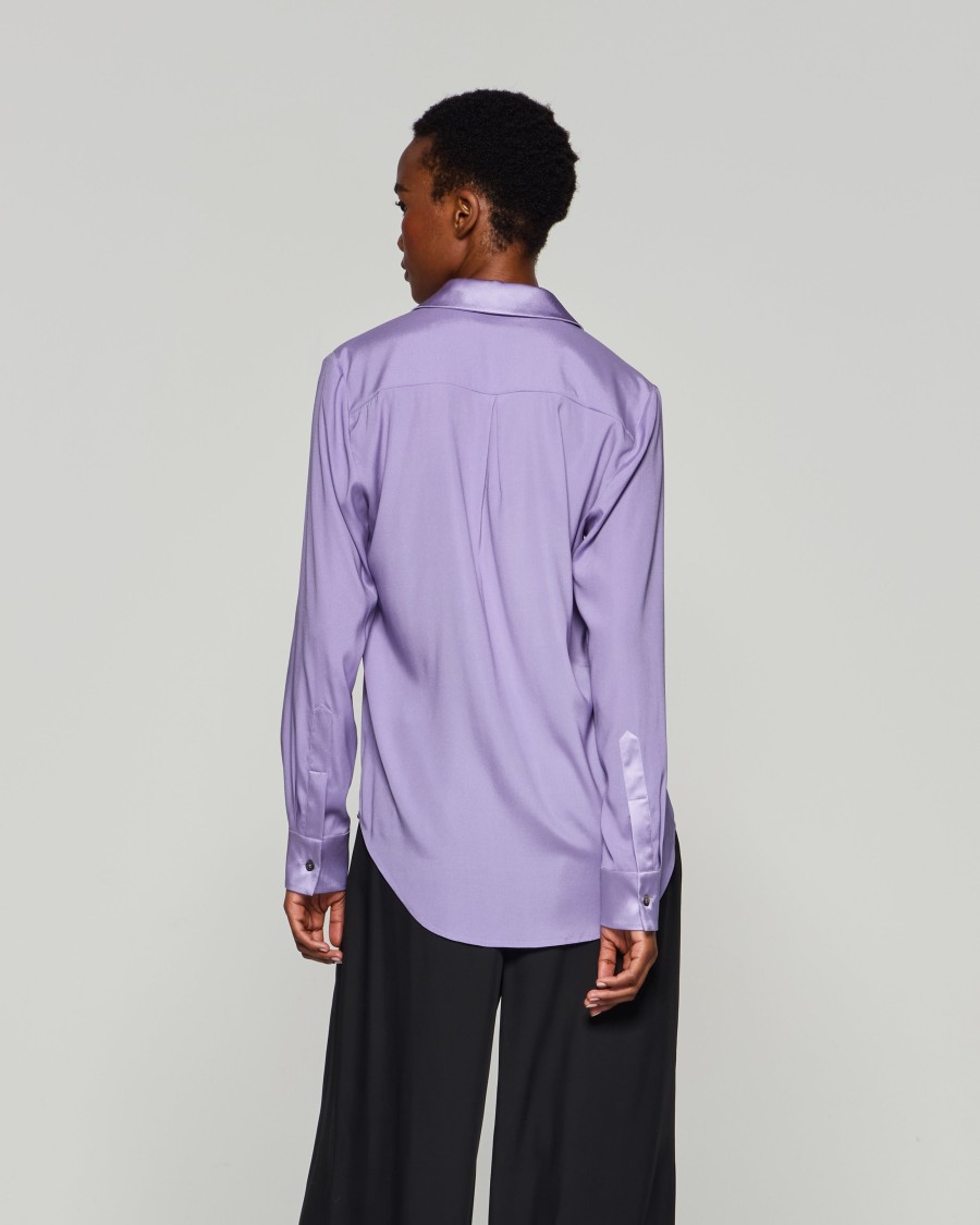 Serena Bute Silk Classic Shirt In Purple