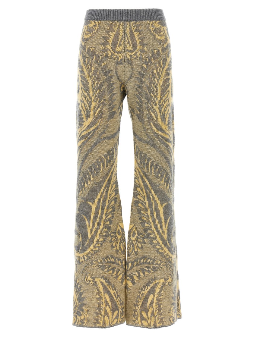 Etro Paisley Intarsia Flared Trousers In Green
