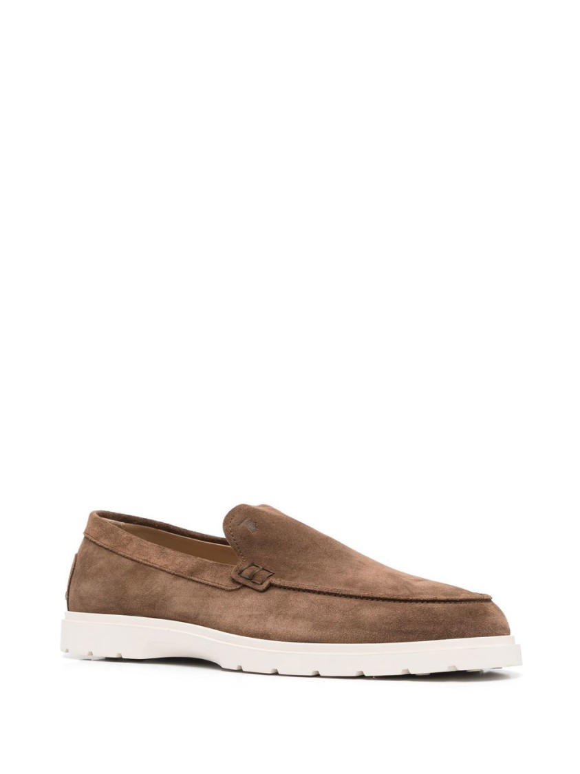 Tod's Chunky Rubber Sole Round Toe Loafers In Brown