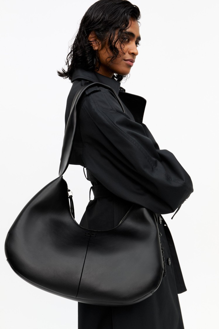Ganni Medium Hobo Bag With Corseted Lace-up Accents