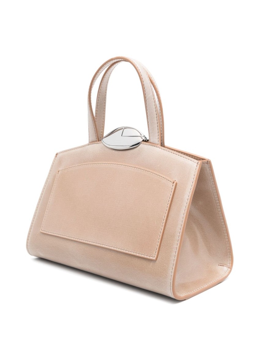 BENEDETTA BRUZZICHES BENEDETTA BRUZZICHES BEIGE SHOULDER BAG WITH METALLIC CLASP