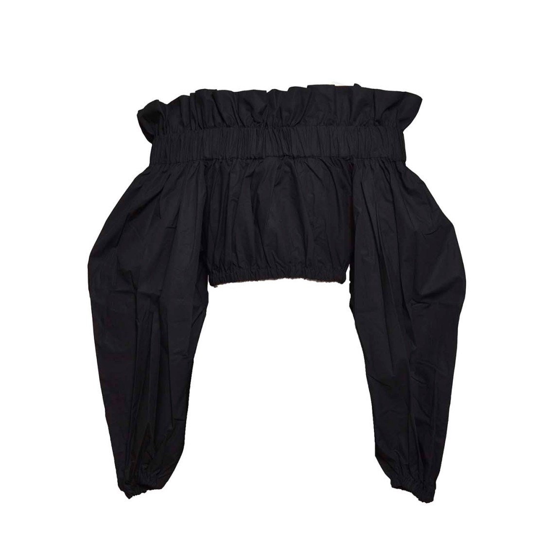 Shop Patou Black Cotton Cropped Top With Bow