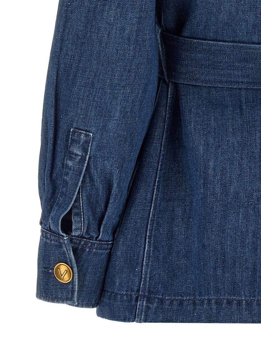 Valentino Denim Safari Jacket In Blue