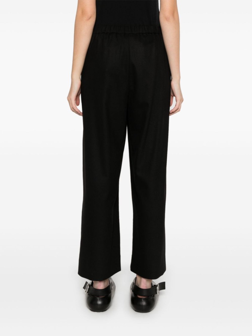 Max Mara Relaxed Wide-leg Trousers With Elastic Waistband In Black