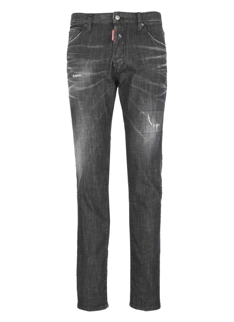 Dsquared2 Crystal-embellished Slim-cut Jeans In Grey