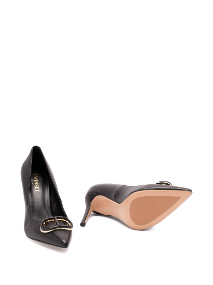 Twinset Twin-set High-heeled Black Pumps With Pointed Toe In Black