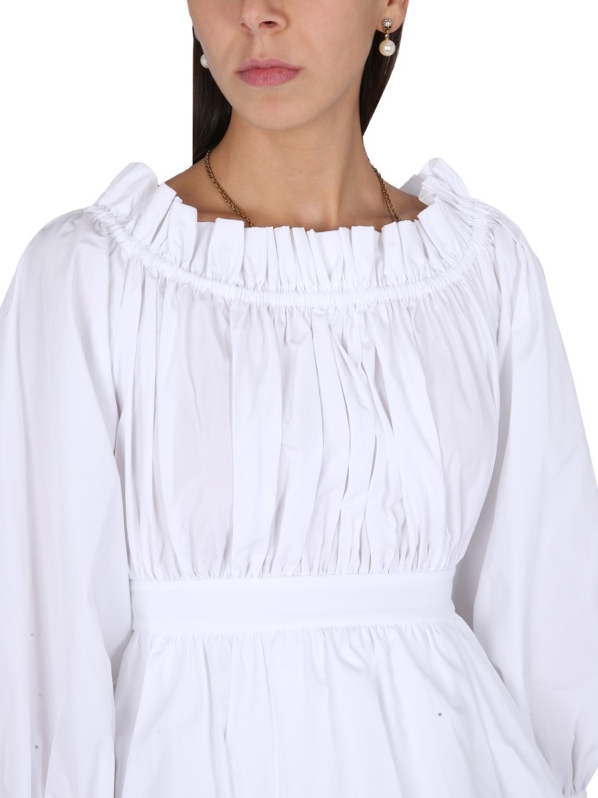 Alexander Mcqueen Off Shoulder Cotton Top In White