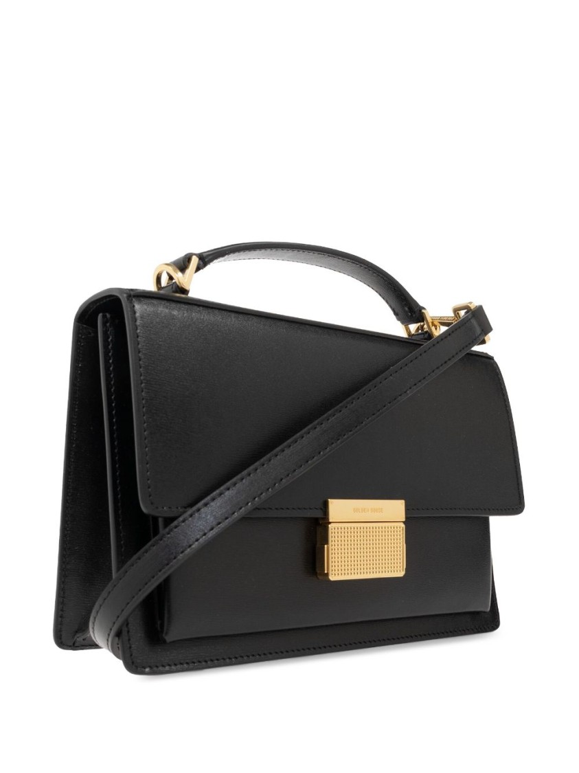 Golden Goose 'venezia' Black Hand Bag With Lettering Logo And Clasp Closure In Black