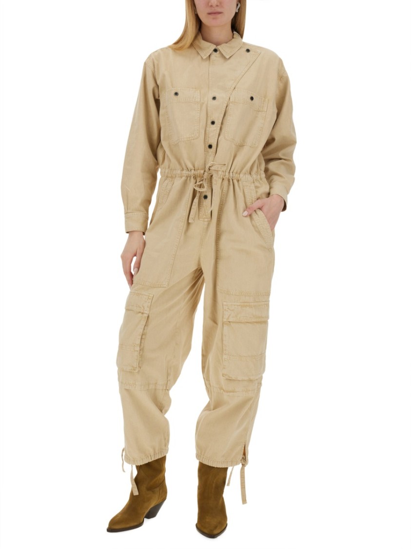 Isabel Marant Étoile Idany Drawstringed Detailed Jumpsuit In Neutrals