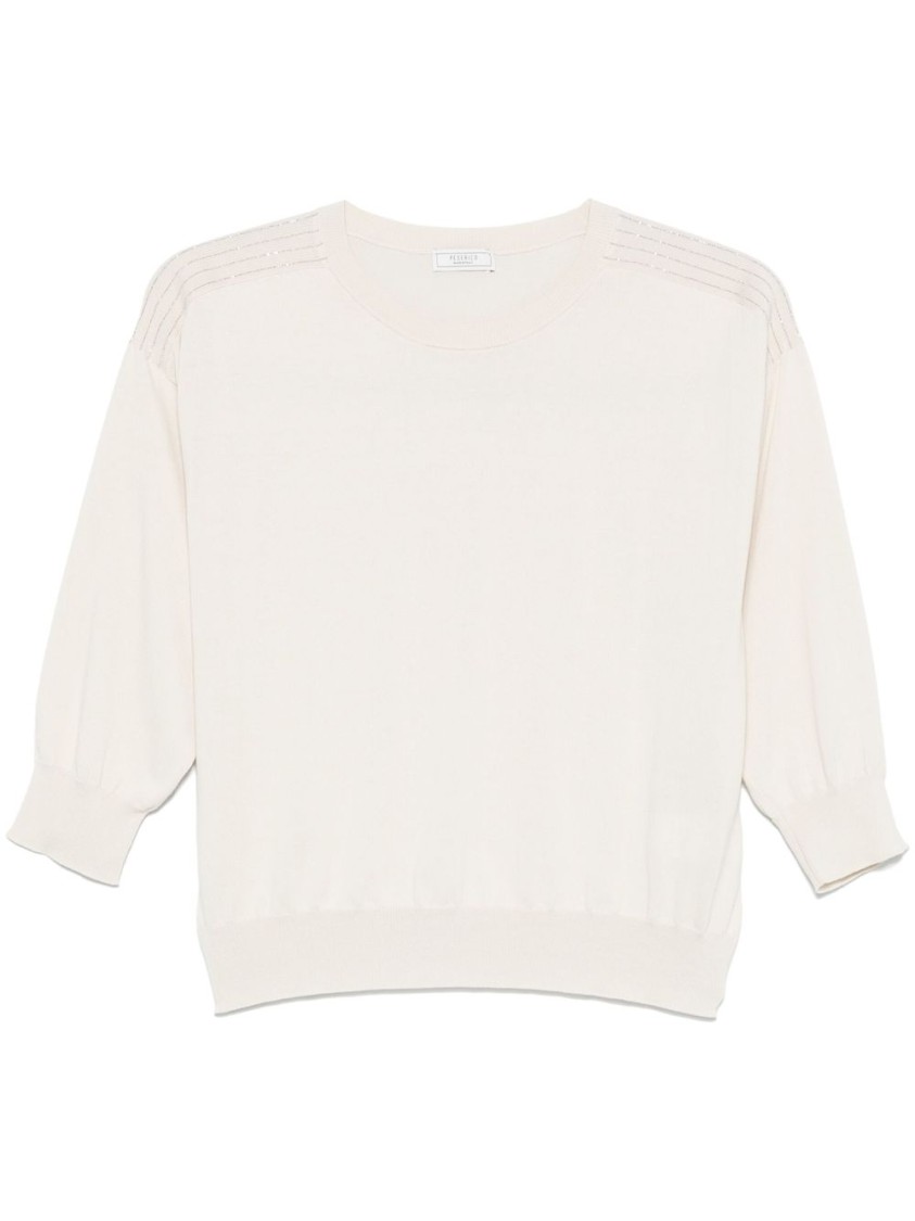 Shop Peserico Beige Cotton Sweater In Neutrals