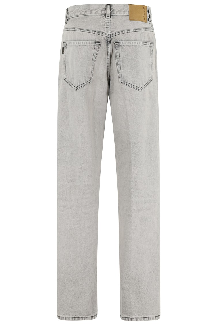 Haikure Wide Washed Effect Jeans With Belt Loops In Gray