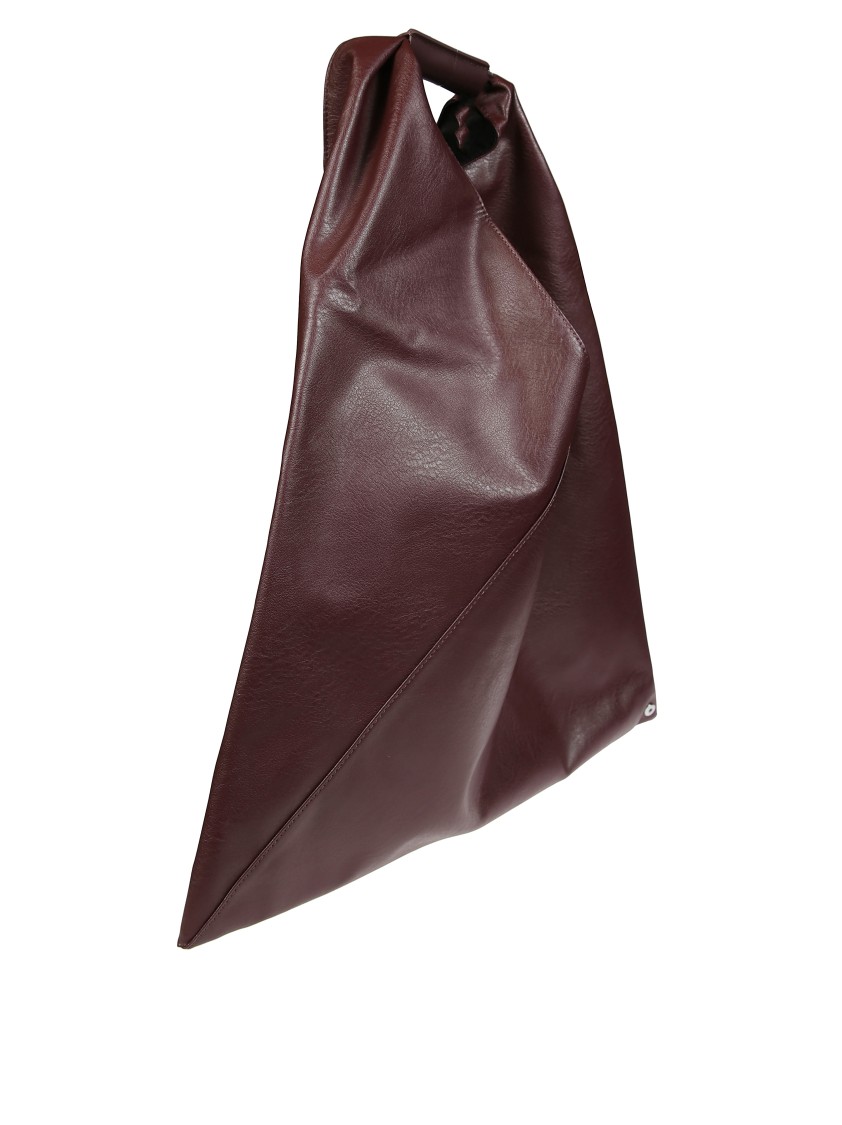 Mm6 Maison Margiela Mm6 By Maison Margiela Asymmetrical Burgundy Handbag With Structured Silhouette In Black