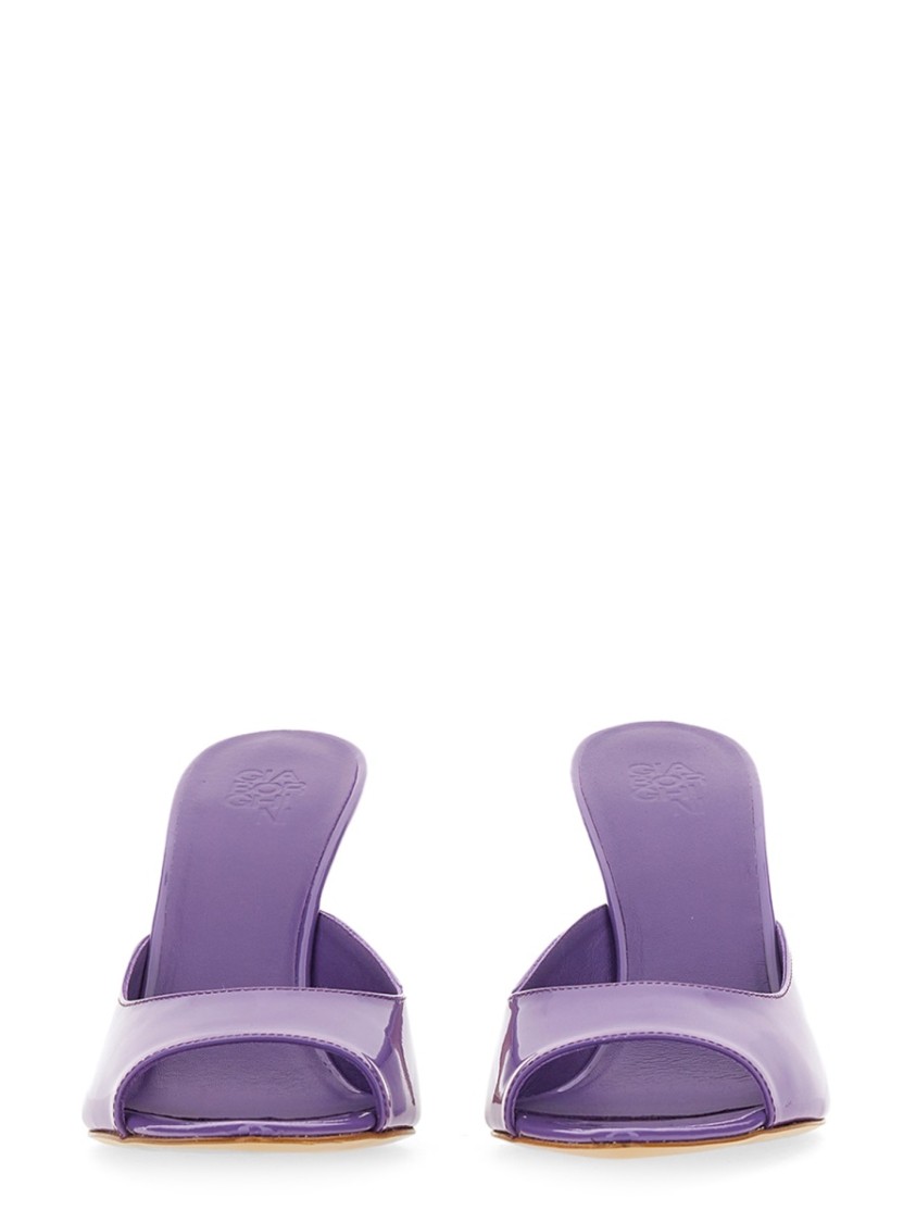 Gia Borghini Glossy Pointed Toe Sandals With 10cm Stiletto Heel In Purple