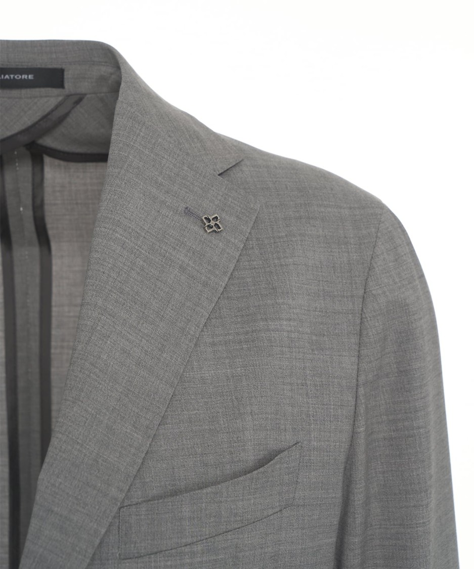 Tagliatore Single-breasted Virgin Wool Suit With Tailored Silhouette In Grey