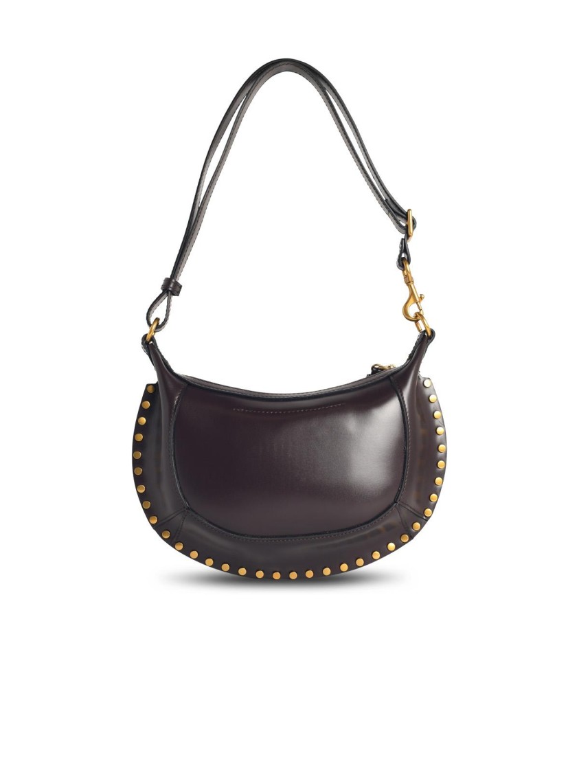 Isabel Marant Brown Oskan Moon Shoulder Bag In Black