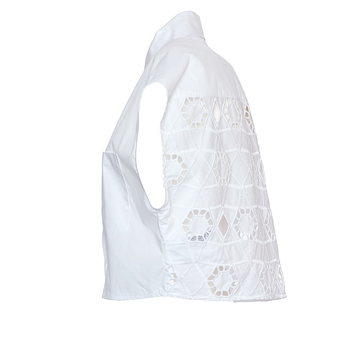 Dondup Cropped White Shirt With Lace Detailing In White