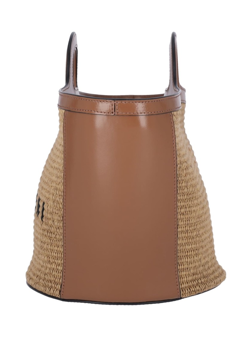 Marni Mini Two-tone Leather And Raffia Tropicalia Handbag