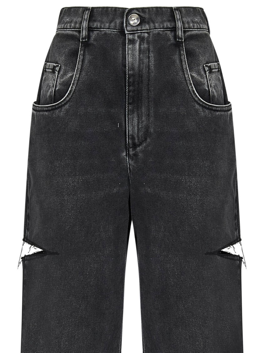 Maison Margiela Loose-fit Jeans With Stylish Slash Detailing In Black
