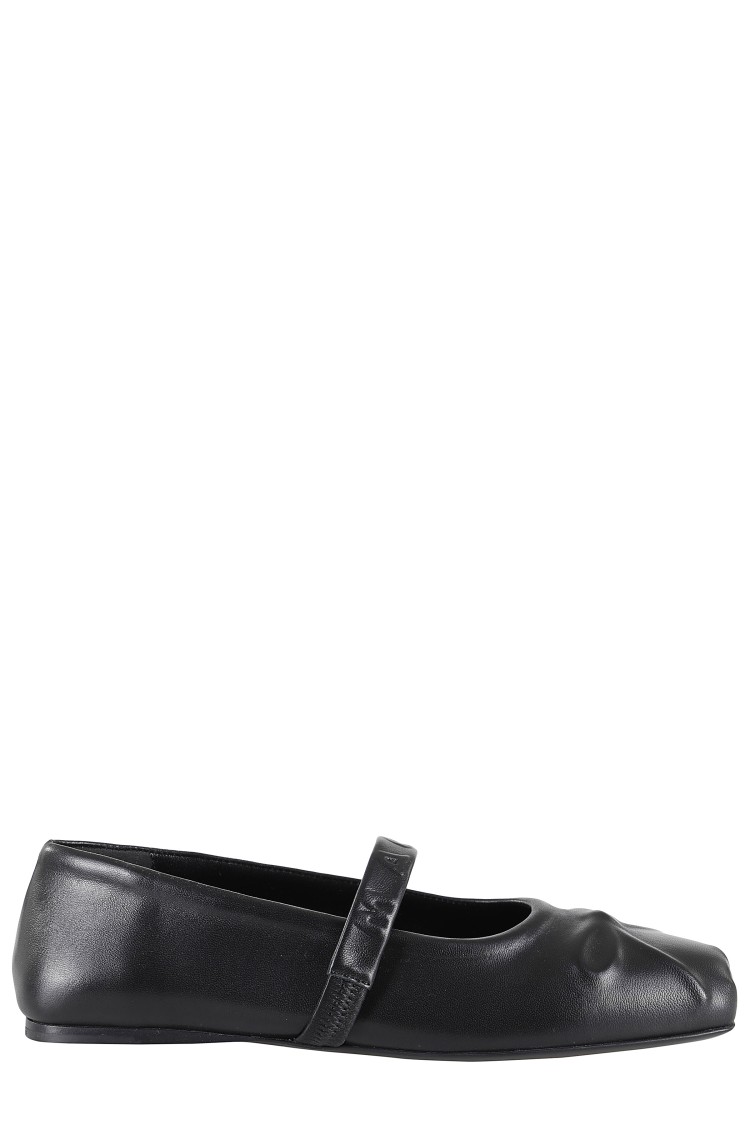Marni Black Ballerinas With Embossed Bow Detail On The Front In Leather Woman In Black