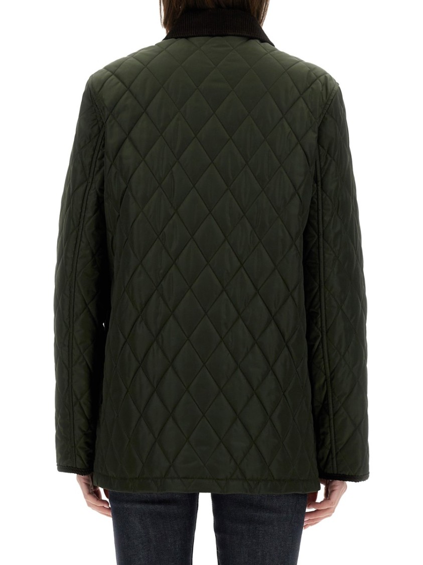 Burberry Quilted Jacket Corduroy Collar Casual In Black