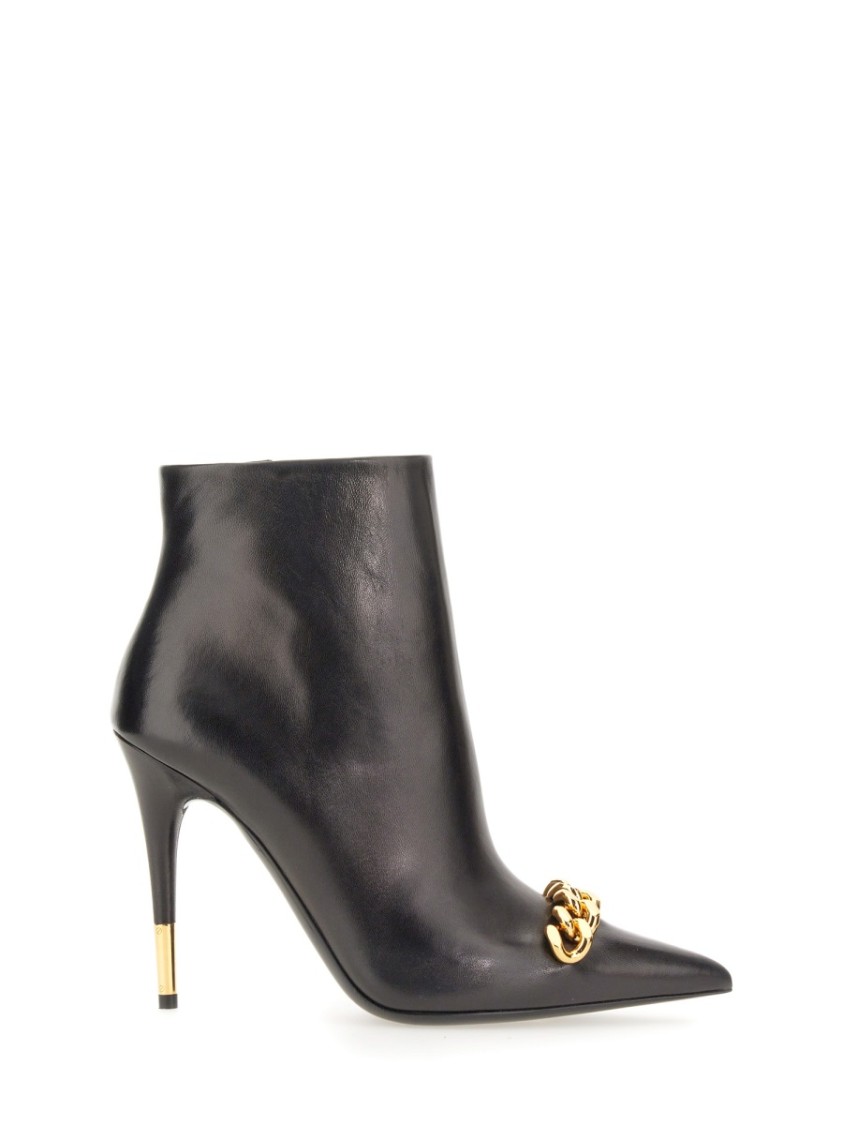 Tom Ford Chain-linked Stiletto-heel Boots In Black