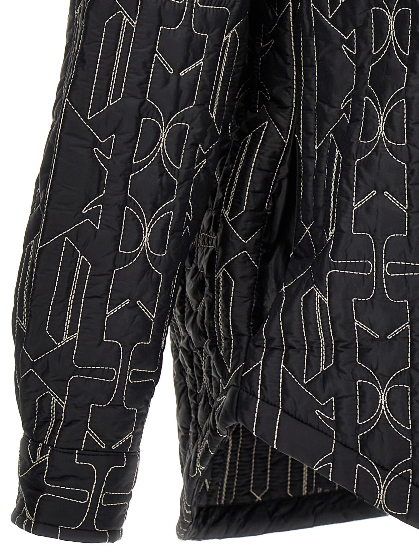 Palm Angels Quilted All Monogram Outerwear With Snap Buttons In Gray