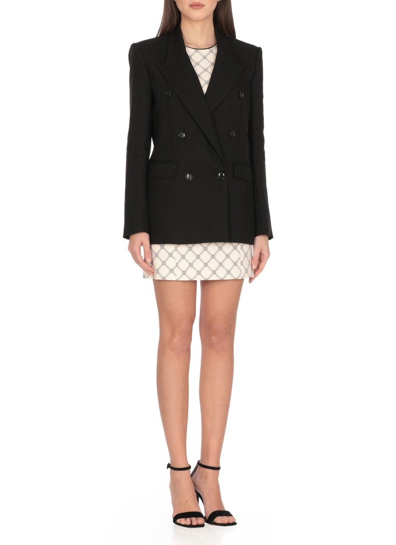 Elisabetta Franchi Black Linen Blend Blazer In Black