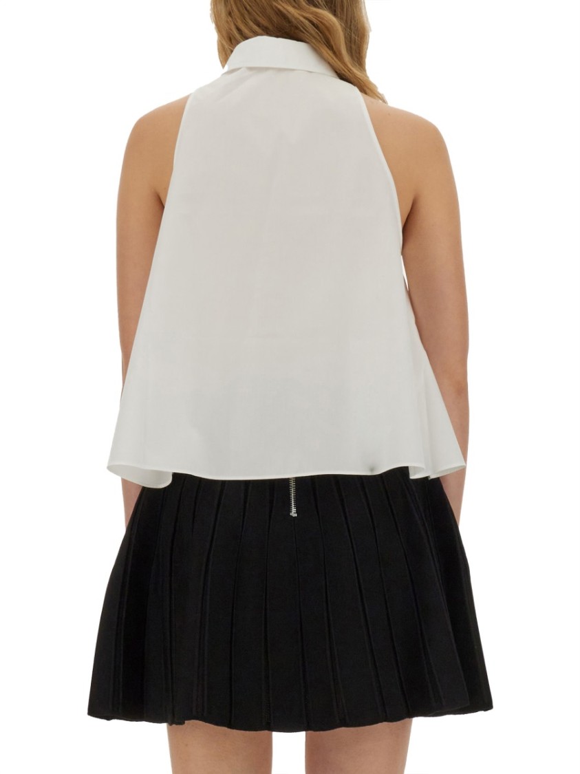 Marni A-line Cotton Flared Shirt Sleeveless In White