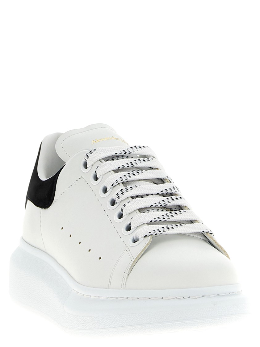 Alexander Mcqueen White Leather Sneakers With Black Suede Heel In White