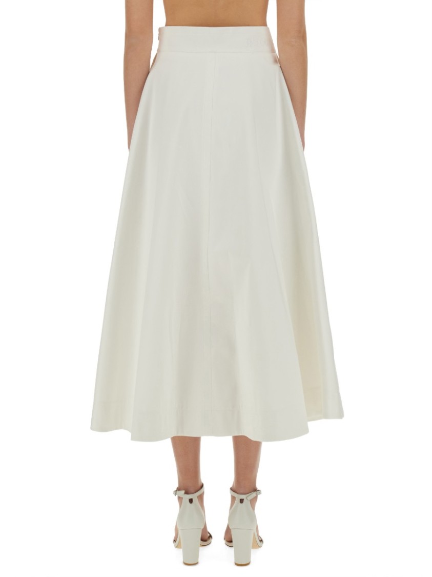 Shop Patou Cotton Gabardine Long Flared Skirt In White