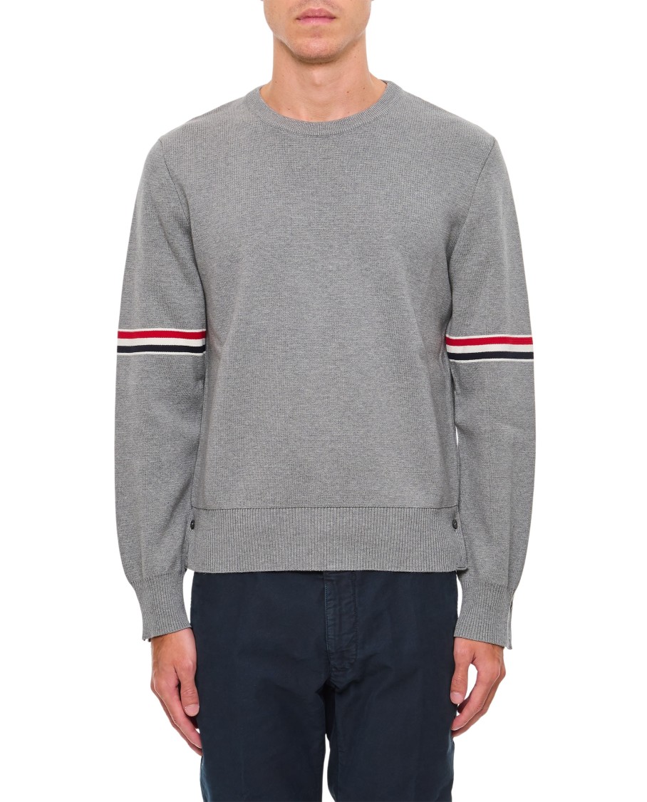 Shop Thom Browne Crewneck Pullover In Grey