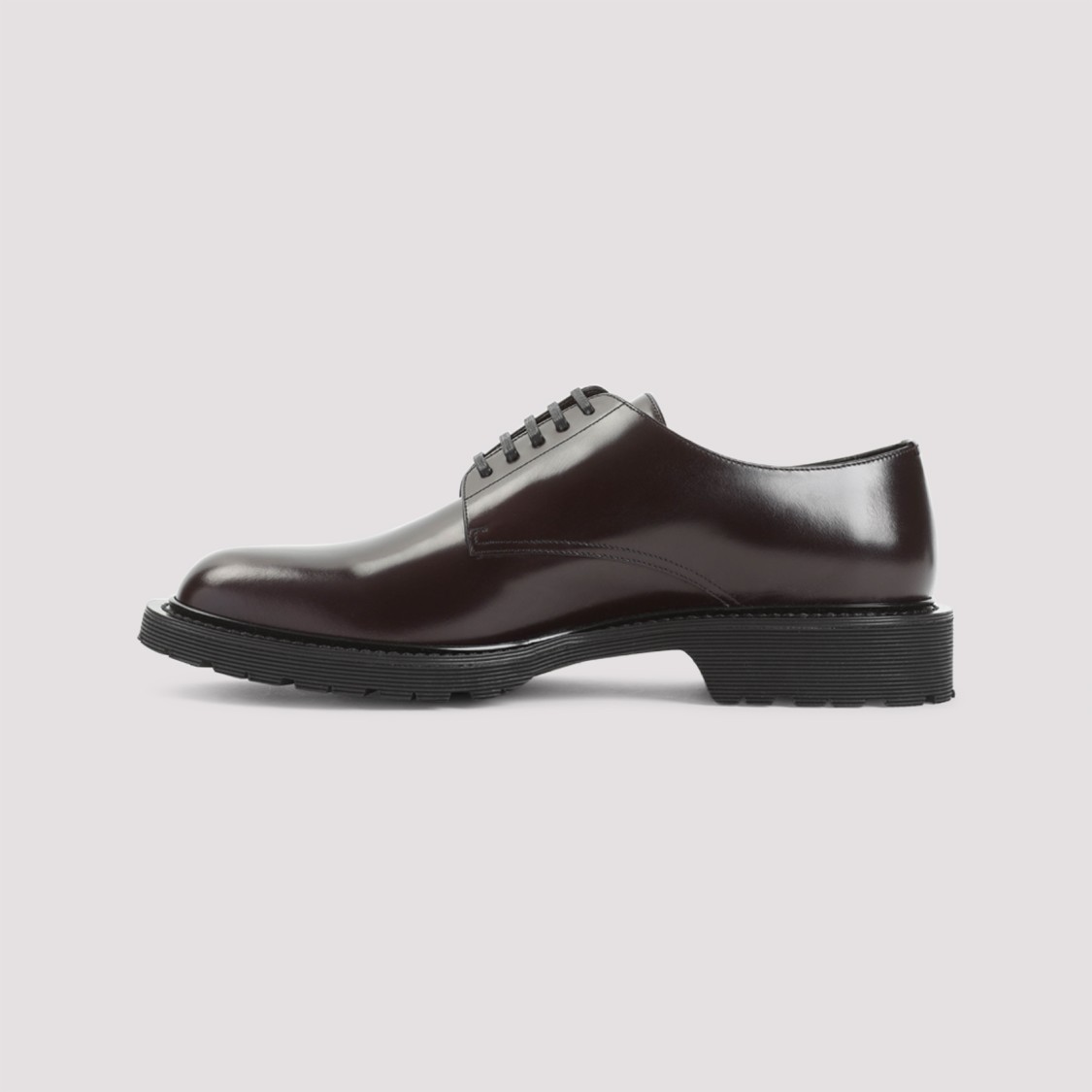 Saint Laurent Brown Leather Closed Shoes In Black