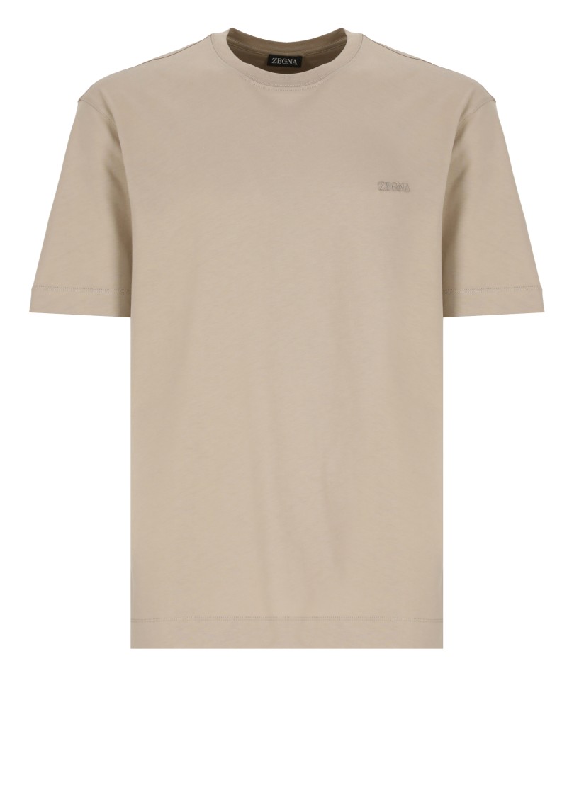 Shop Zegna Beige Cotton T-shirt In Neutrals