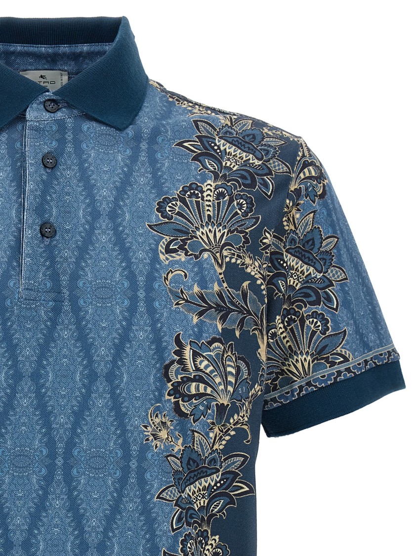 Etro Maxi Flower Print Piqué Cotton Polo Shirt | THE LIST