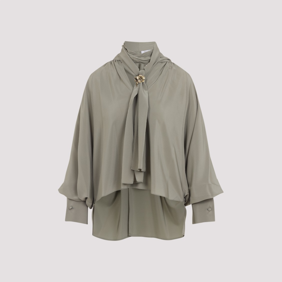 Max Mara Leonida Blouse Draped Design Long Sleeves In Black