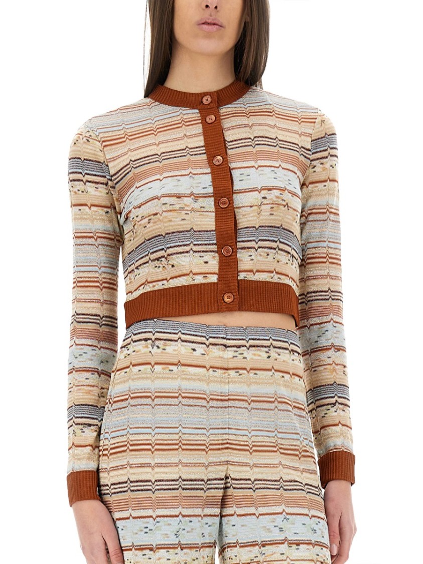 Shop Missoni Striped Pattern Cardigan In Multicolor