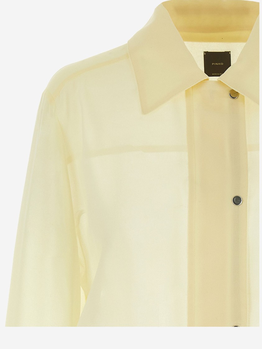 Shop Pinko Semi-sheer Georgette Blouse In Yellow